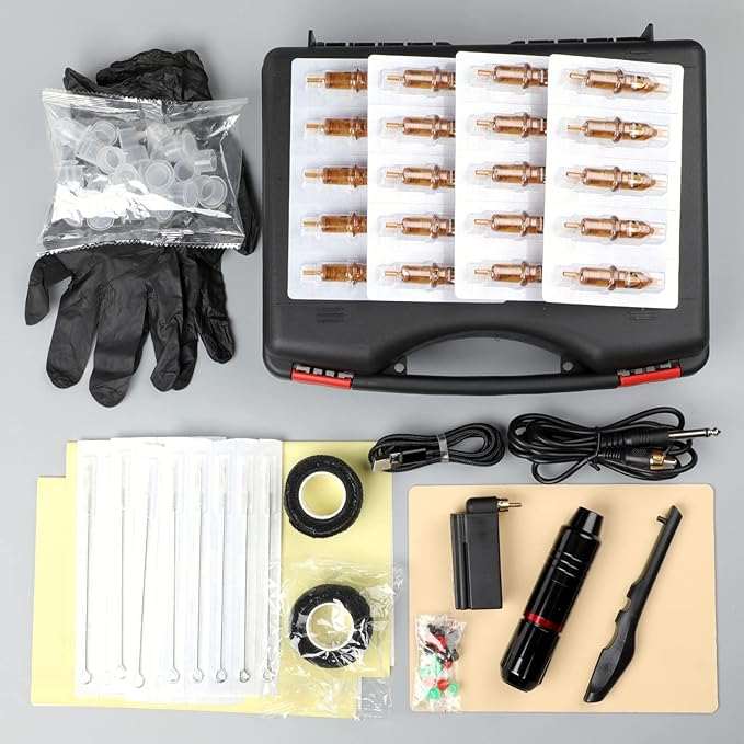 Kit para Tatuaje - Iniciación en Piel Sintética - Máquina inalámbrica