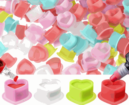 Heart-shaped silicone cups, 50 pcs pack, random colors.