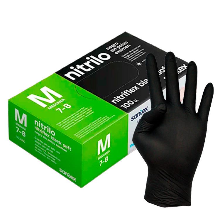 Black nitrile disposable gloves, powder-free, one box of 100.
