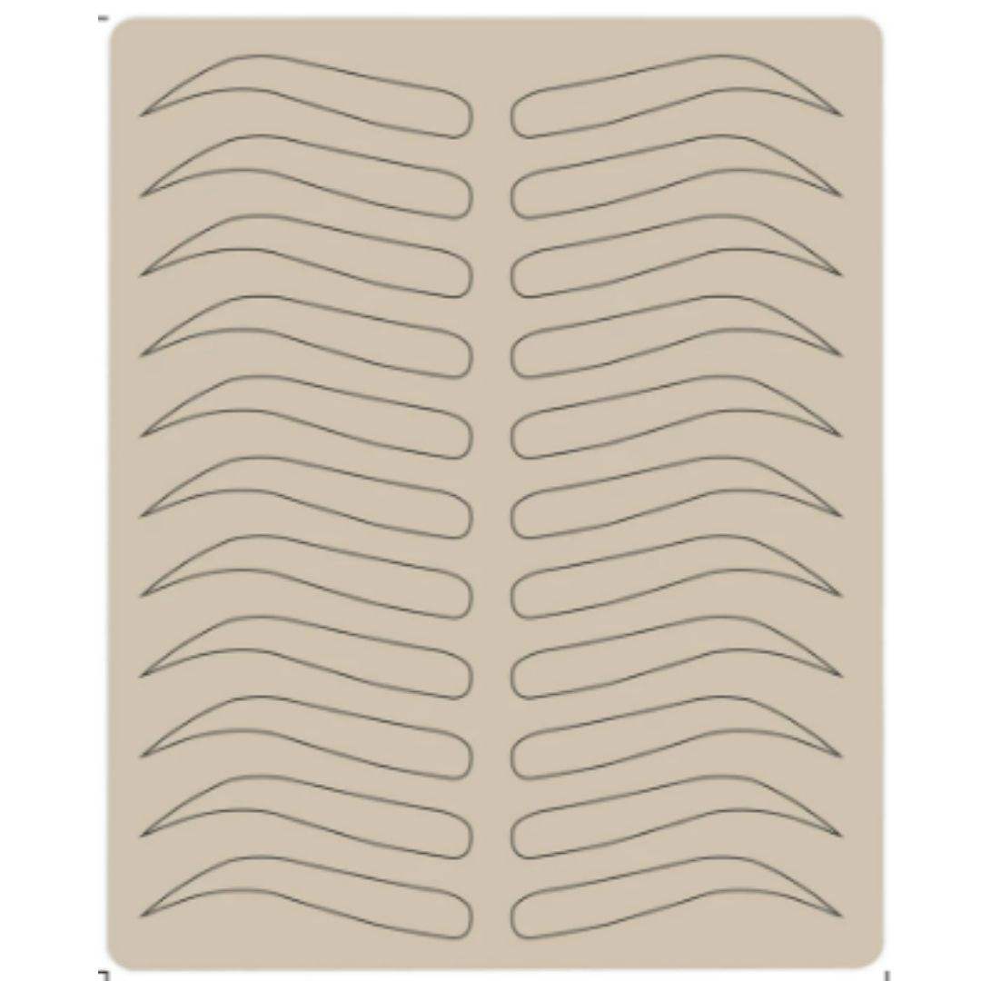 Synthetic skin eyebrow practice silicone template for brow design with guide shapes