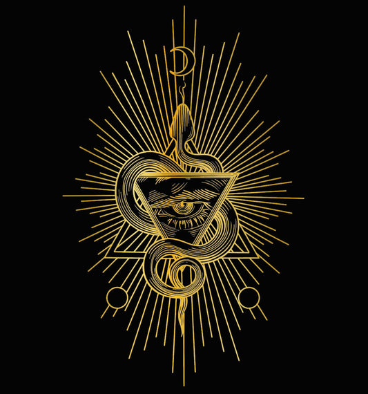Gift card featuring a mystical tattoo design with a snake and eye from TATTOO JULIAN.