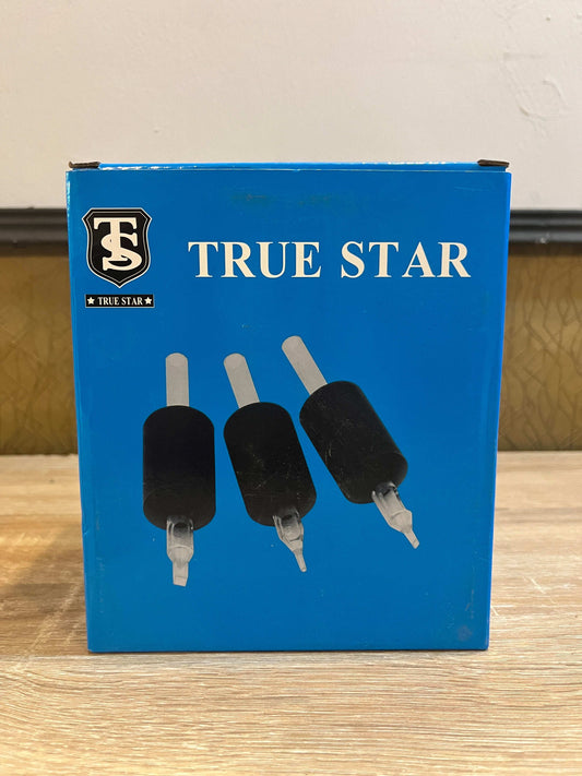 Tubo con grip desechable True Star de 30 mm para agujas planas, caja de 15 unidades.