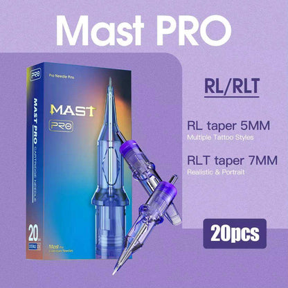 Agujas Mast para tatuar en cartucho, precisión y durabilidad, caja de 20 unidades.