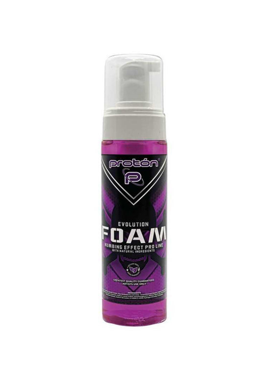 Espuma Evolution foam bottle, numbing effect for tattooing, 220ml, 100% vegan.