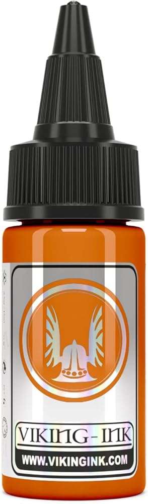 Botella de tinta bright orange Viking para tatuajes, vegana y conforme a normativa REACH.