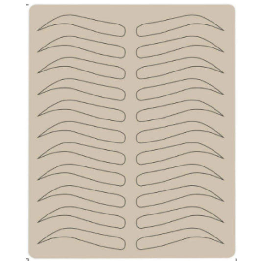 Synthetic skin eyebrow practice silicone template for brow design with guide shapes